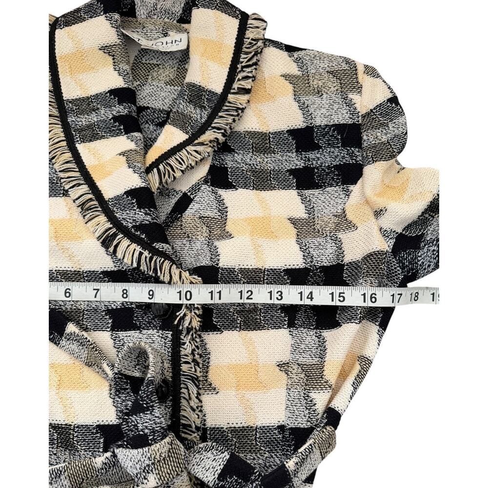 Vintage St. John Collection Marie Gray Plaid Knit Cardigan Jacket Sz 4 AS IS - Picture 4 of 7